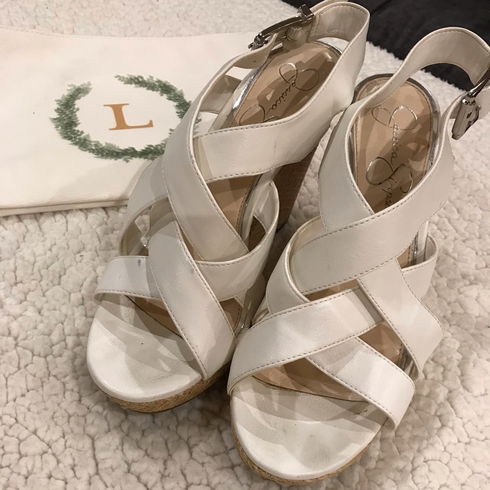 White Jessica Simpson Wedges. Size 8.5